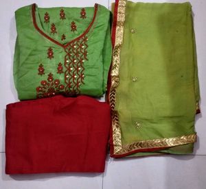 Green Embroidered Salwar Suit Set