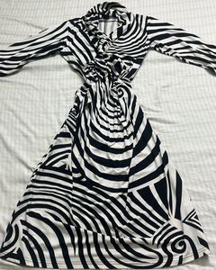 Abstract Striped Black & White Maxi Dress