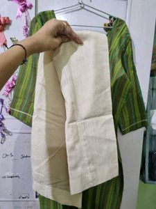 New Striped Green Kurta With Trousers Duppata