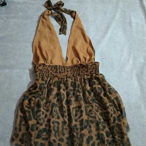Animal Print Halter Dress