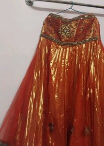 Orange Embellished Ethnic Skirt