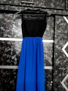 Elegant Black &amp; Blue Maxi Dress