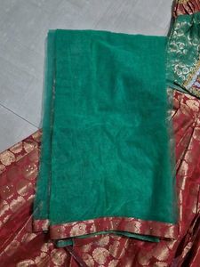 Red &amp; Green Lehenga Choli Set