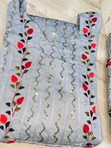 Powder Blue Floral Embroidered Salwar Kameez