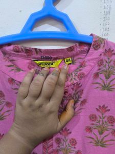 Pink A-line Front Slit Kurti.