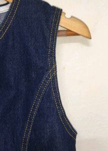Trendy New .Denim Vest with Gold Buttons