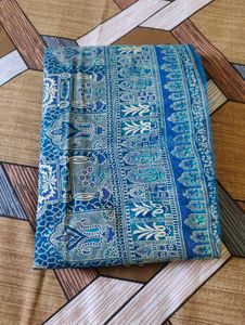 floral blue printed saree