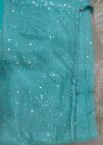 Aqua Sequin Saree