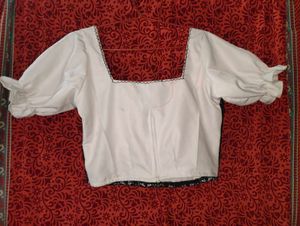 Lace Inset Puff Sleeve Top
