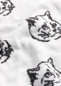 White Cat Print Sweater