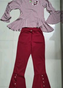 Girls Top And Bell Bottom Set