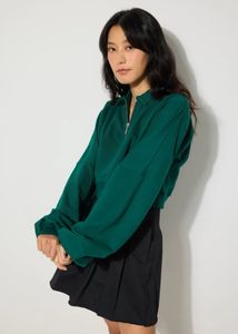 Green Cropped Pullover &amp; Black Skirt