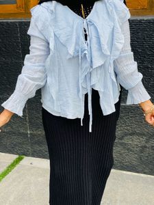 Ruffled Baby Blue Top