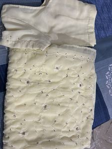 Lemon Saree With Stiched Blouse