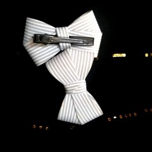 Striped Bow Hair Clips
