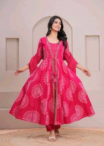 Two layer style anarkali kurti Set In 2 Colour