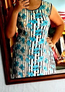 Floral Striped Sleeveless Dress