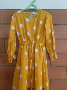 Yellow Polka Dot Long Sleeve Dress