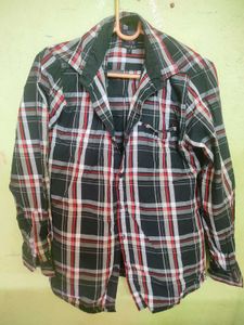 Khaki Blue Men Shirt