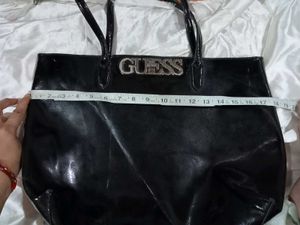 GUESS Black Patent Leather Tote Bag