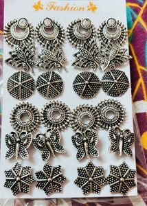 Silver Tone Earring Set