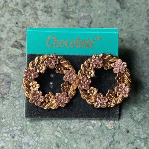 Floral Gold Stud Earrings