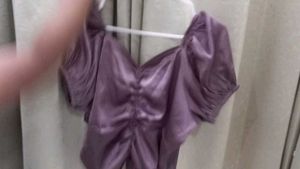 Purple Satin Ruched Top For Party Wear