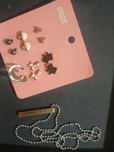 cute earrings &amp; silver chain