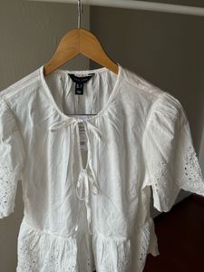 NEW LOOK White Broderie Anglaise Tie Front TOP