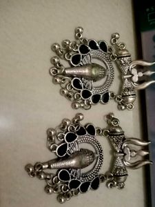 Trishul Earrings - Silver Tone