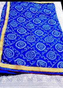Blue Bandhani Saree
