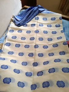 Banarasi Light Comfy Saree Cream Color Patchwork
