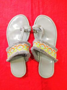 Grey Ethnic Flats For Women