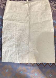 High Waist White Embroidered Skirt