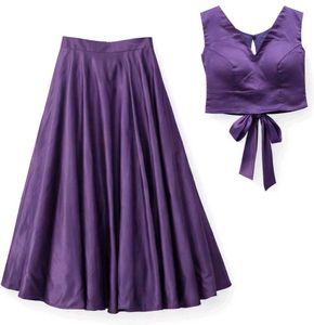 Purple Satin Lehenga Set | Padded