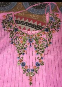Pink Embroidered Kurti