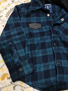 Boys Blue Plaid Hooded Shirt