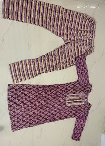 Purple Printed Kurta Set