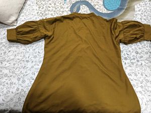 Olive Green Puff Sleeve Dress
