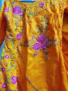 Embroidered Yellow Kurti