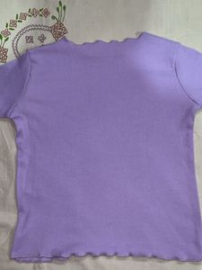 Lilac Ribbed Lettuce Edge Tee