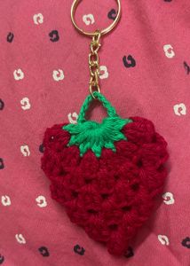 Crochet Strawberry Keychain