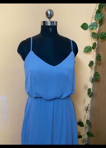 Blue Maxi Dress With Pockets