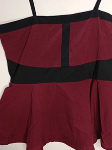 Burgundy &amp; Black Peplum Tank Top