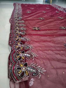 netted heavy handwork partywear saree(all work)