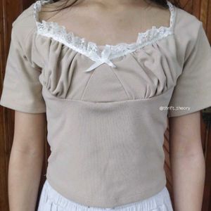 Cute Lace Trim Crop Top