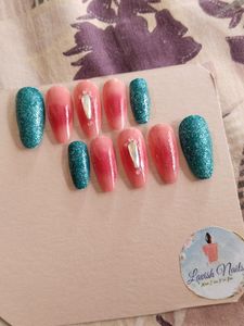 Teal Glitter & Ombre Press-On Nails