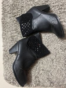 Short Embellished Leather Boots