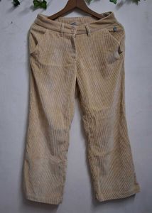 Beige Corduroy Ribbed Pants