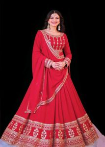 Red & Gold Embroidered INDIAN Anarkali Suit